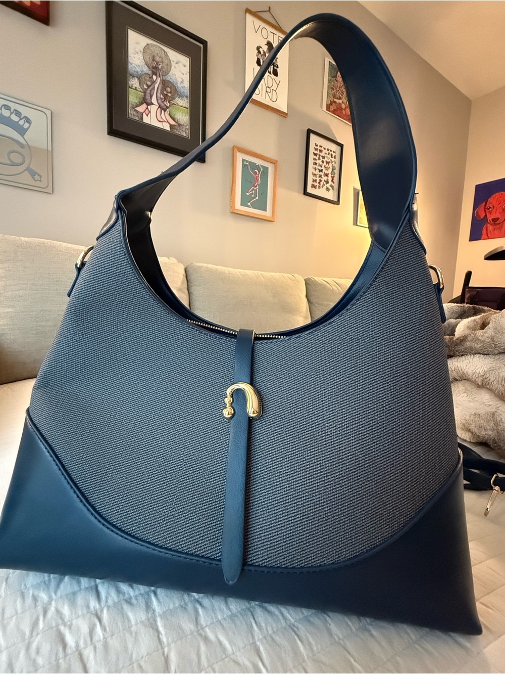 Elegant Navy Shoulder Bag - Women Bags
